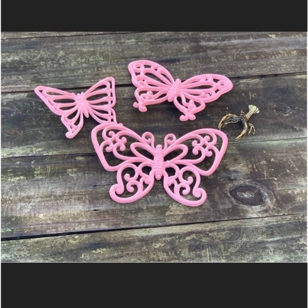 Pink Butterfly Wall Decor Set - Decorative Home Wall Art